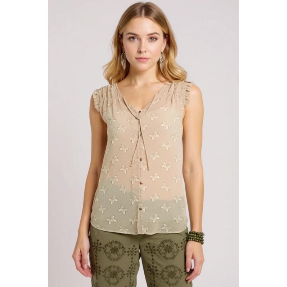 Matilda Jane It's A Wonderful Parade Butterfly Sheer Sleeveless Top Size XS